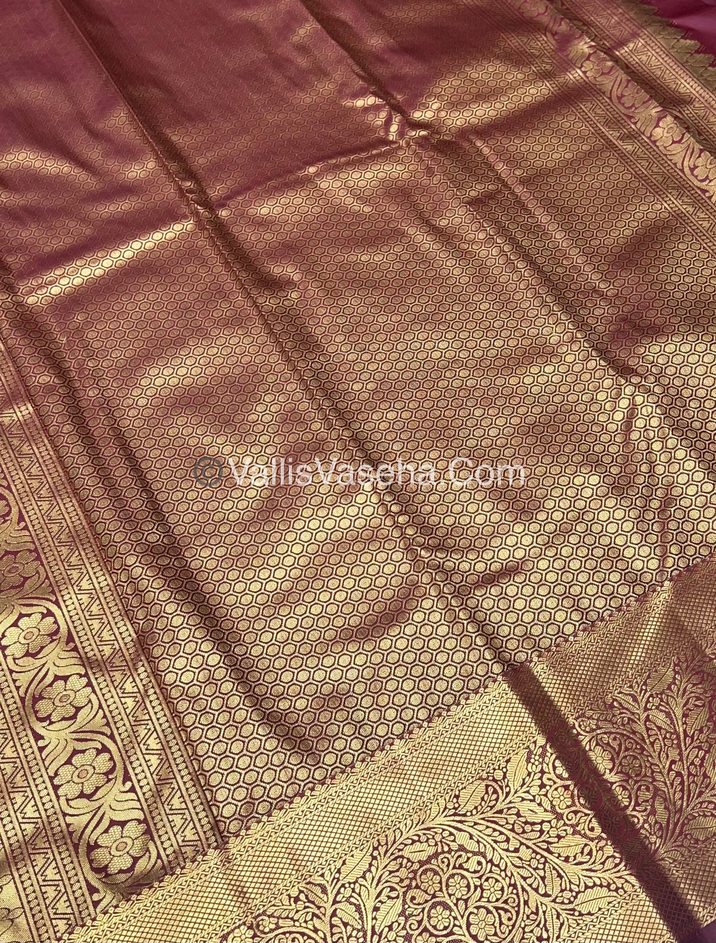 Semi Kanchipuram Silk - Wine Merun shade - Semi Bridal - VVSKS002