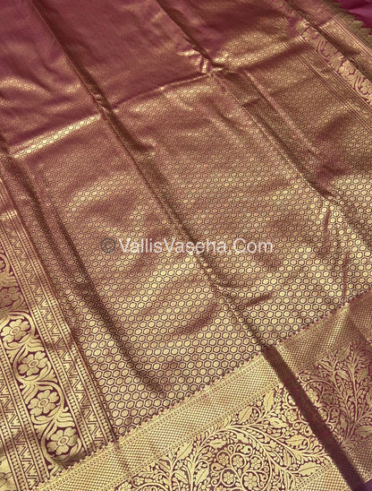 Semi Kanchipuram Silk - Wine Merun shade - Semi Bridal - VVSKS002