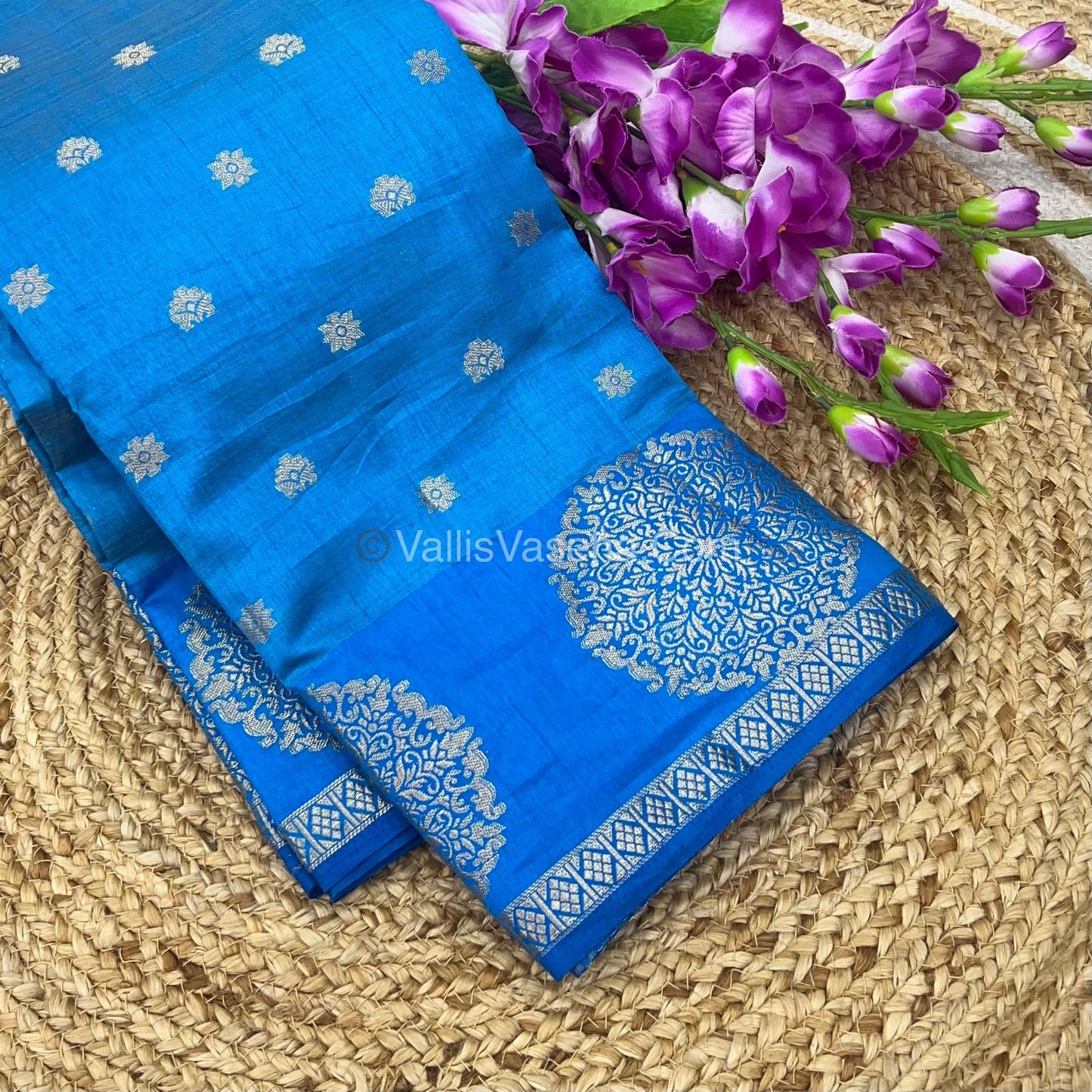 Semi Tussar Silk Saree - Blue shade - VVSTS035