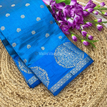 Semi Tussar Silk Saree - Blue shade - VVSTS035