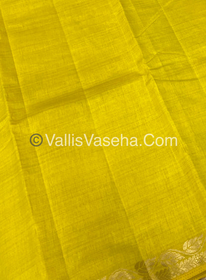 Semi Tussar Silk - Lemon Yellow Mixed Light Green Shade - VVSTS003