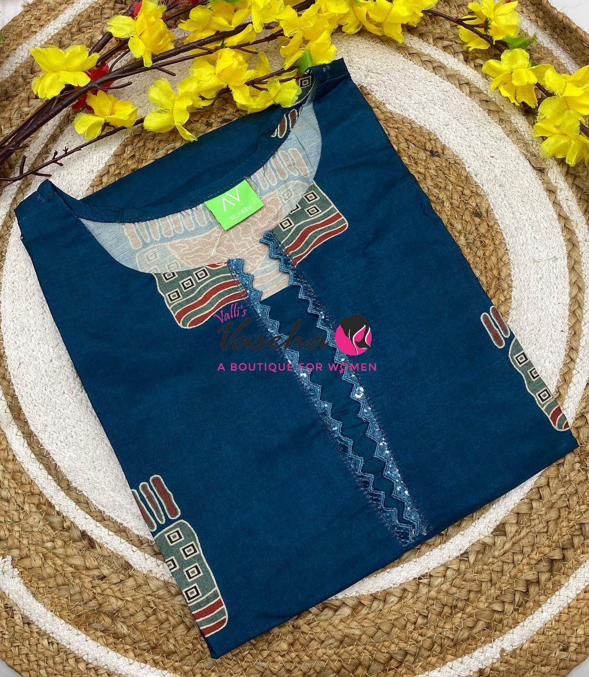 Ready Made - Semi Muslin Silk  - Straight Cut Kurti - VVRK009