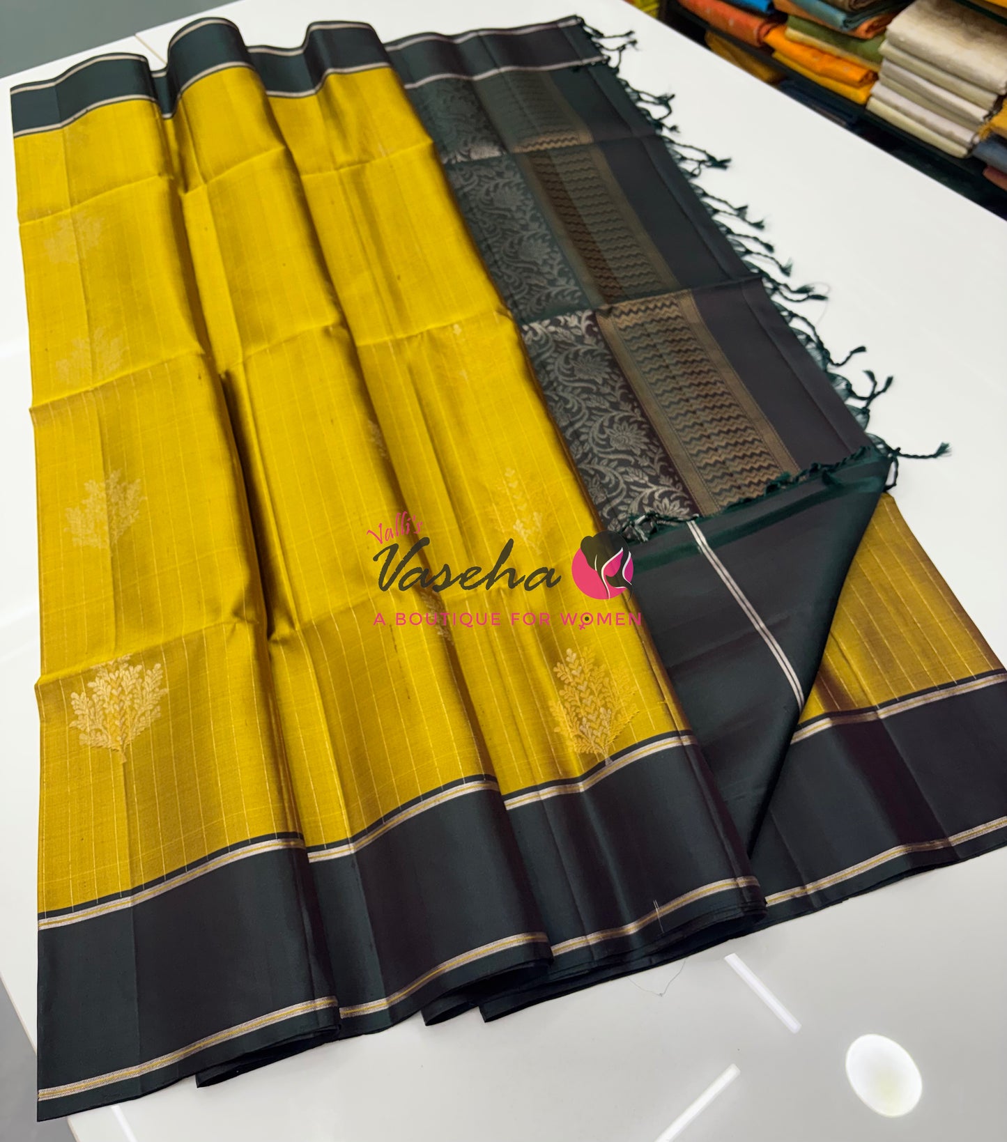 Pure Soft Silk Saree  - Lemon Green & Green Combo - VVPSS055