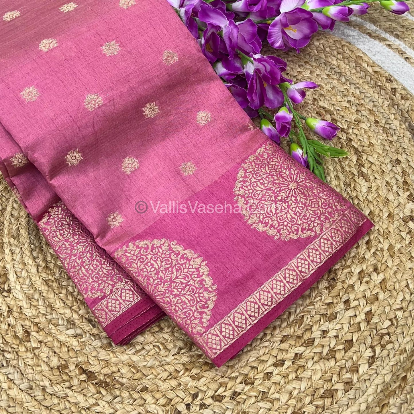 Semi Tussar Silk Saree - Onion Pink shade - VVSTS035