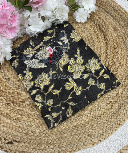 Slub Cotton -  Printed Kurti -  A - Line Cut - VVALK002