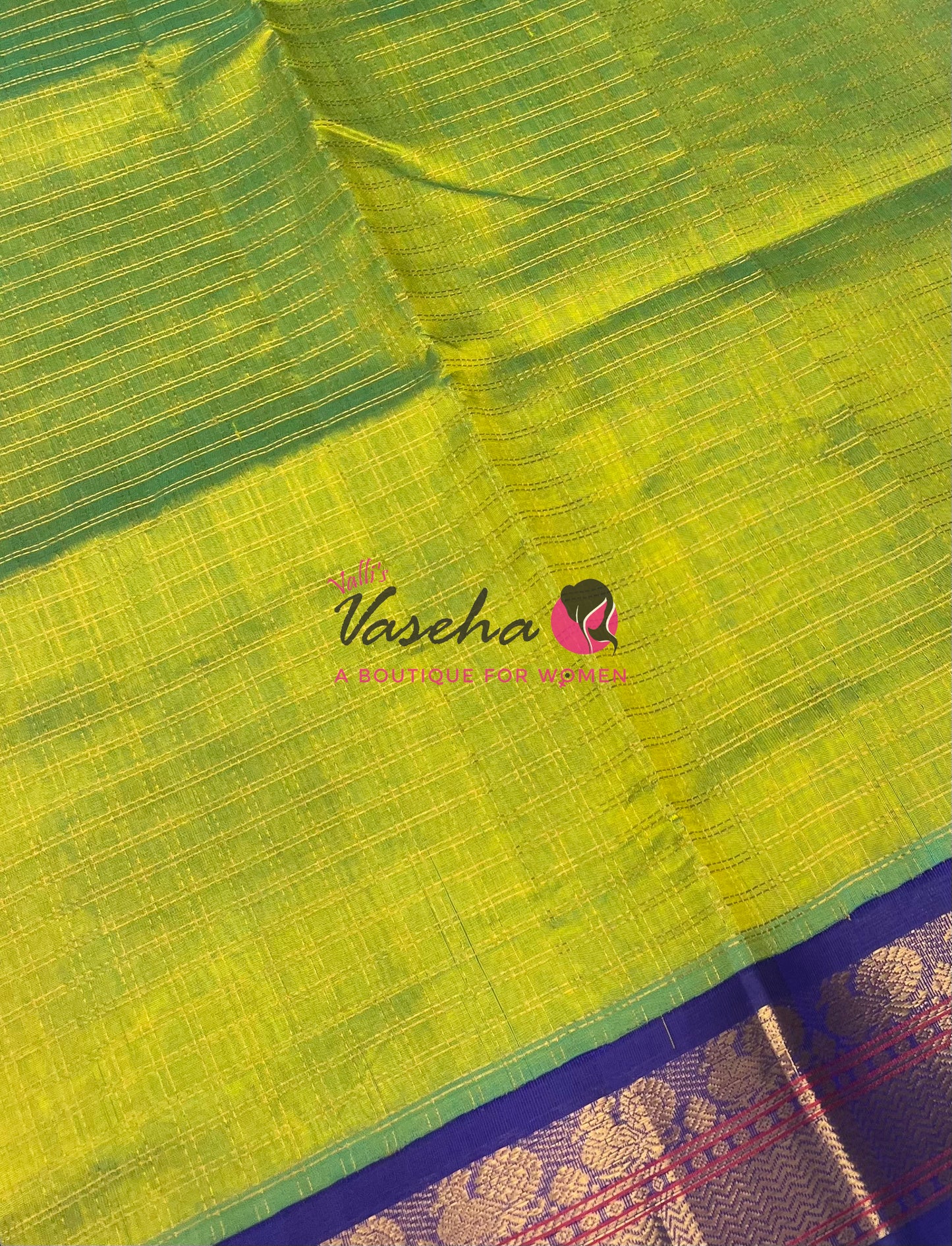 Pure Korvai Silk Cotton - Green & Violetish Blue Combo - VVKSC010