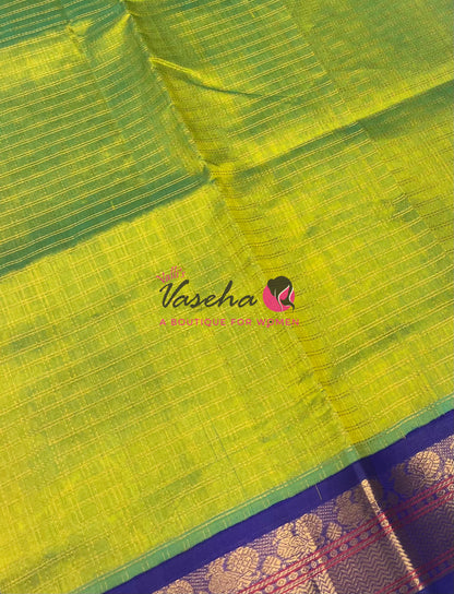 Pure Korvai Silk Cotton - Green & Violetish Blue Combo - VVKSC010