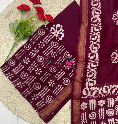 Pure Maheshwari Silk Mixed Cotton | Unstitched Material | VVUSM067