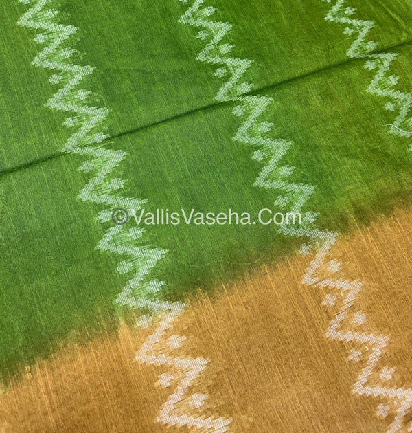 Bhagalpuri Silk - Green With Chikku - VVBS005