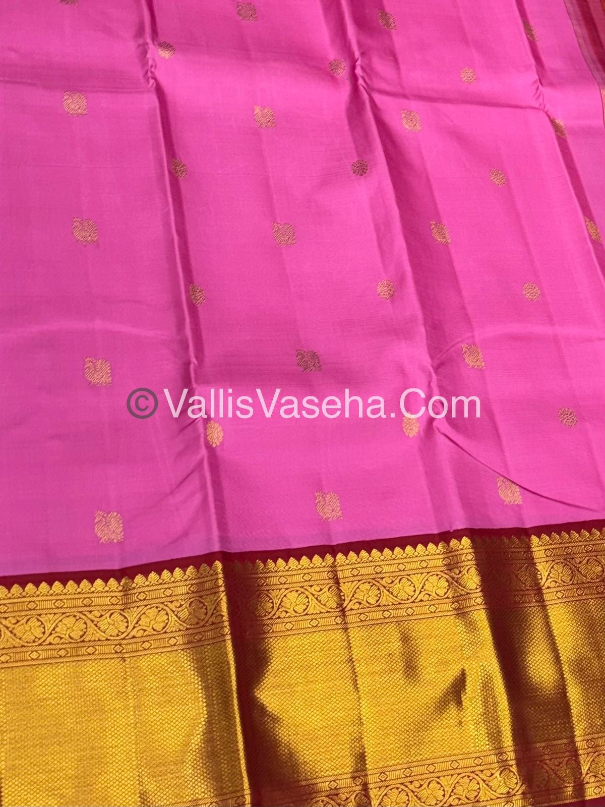 Pure Vintage Korvai Kanchipuram Silk Saree - Shade of Pink & Shade of Red Combo - VVPS025