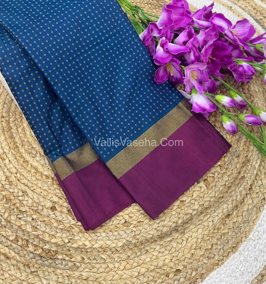 Semi Silk Saree - Plus Design Style - Contrast Pallu & Blouse or Running Pallu & Blouse - VVSS004
