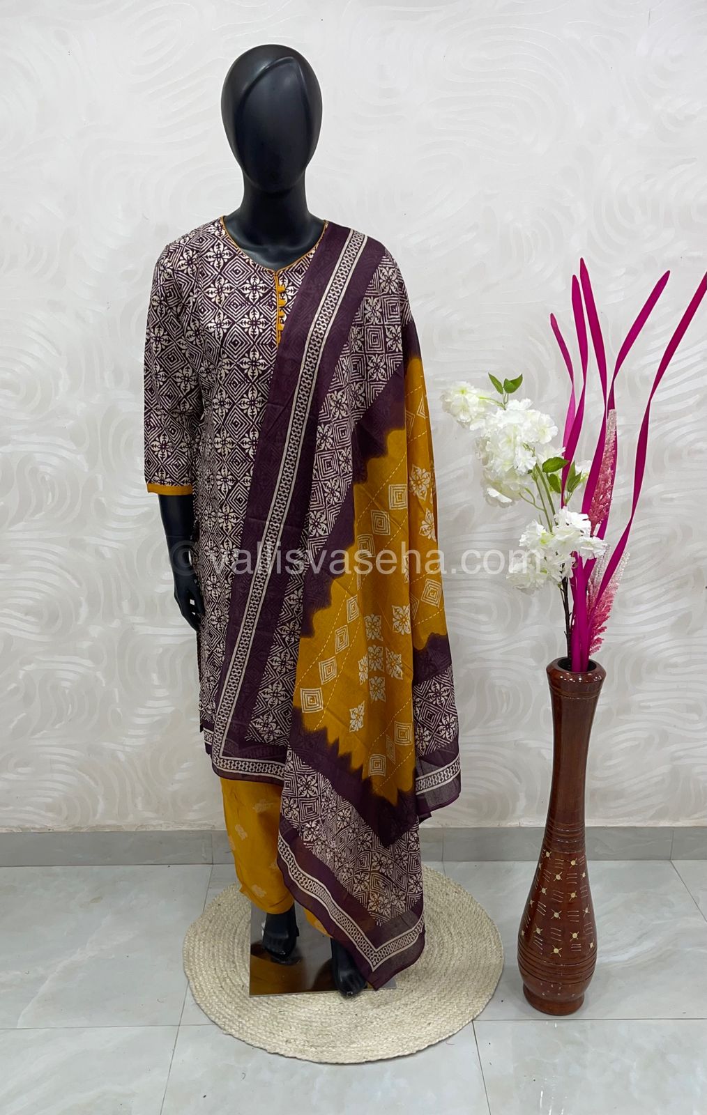 Ready Made - Semi Patiyala 3(pc) Set - Printed Cotton - VVRSP001