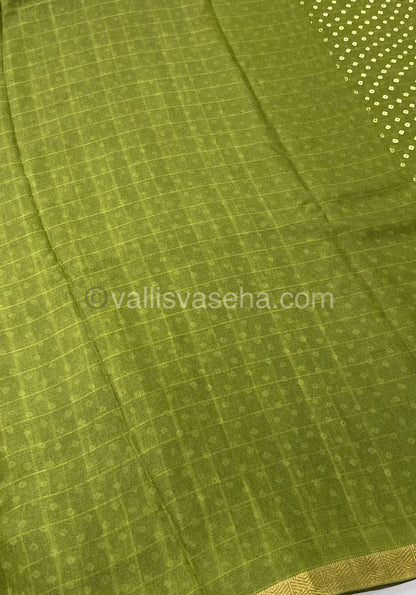 Premium Viscose Georgette Saree - Bandhini Design - Mehandi Green  Shade - VVPVG001