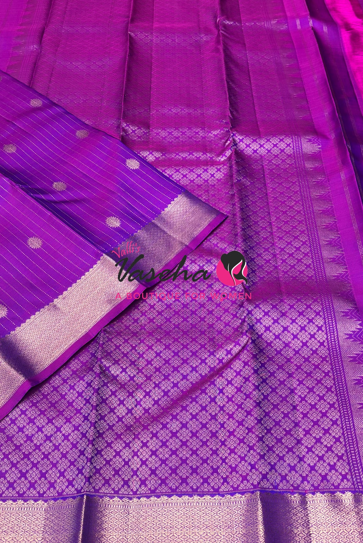 Pure Kanchipuram Silk Saree - Vairavoosi Design  - Purplish Pink Shade  - VVPS087