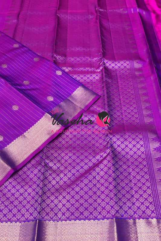 Pure Kanchipuram Silk Saree - Vairavoosi Design  - Purplish Pink Shade  - VVPS087