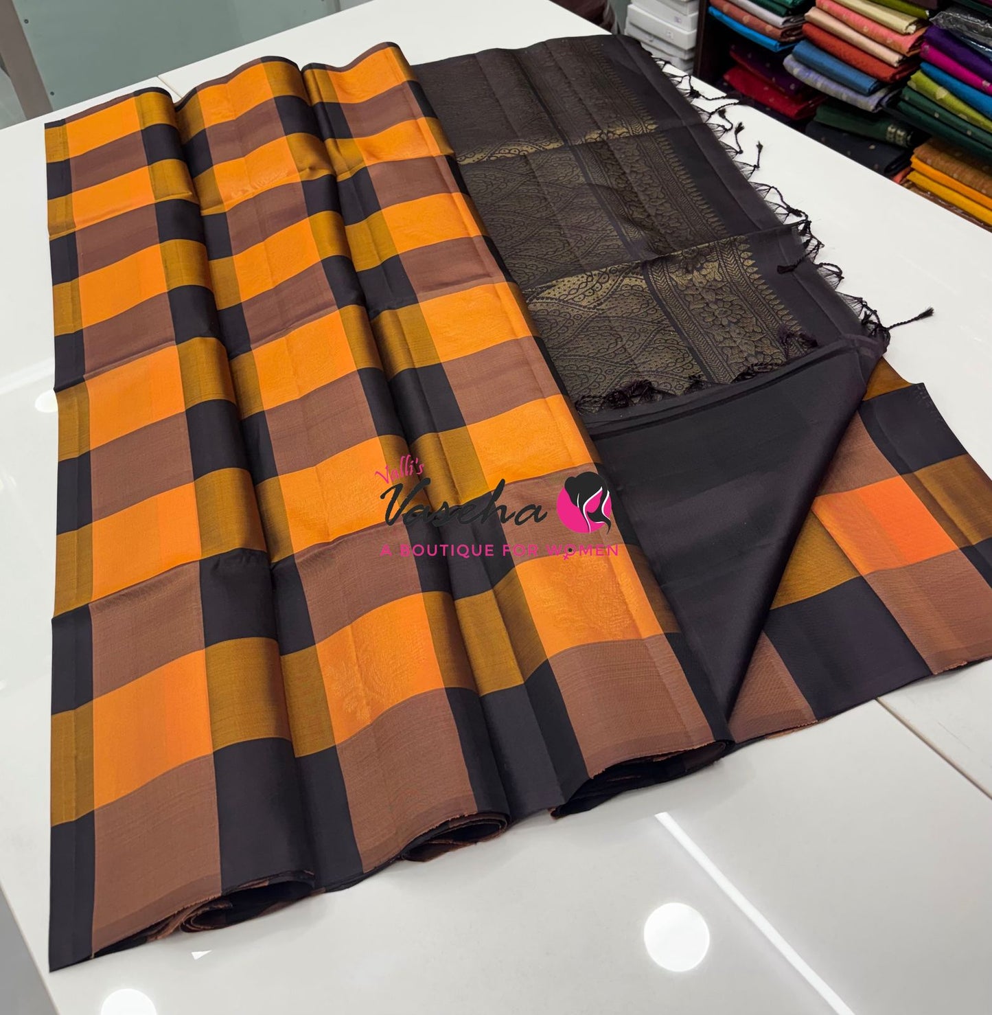 Half Mix - Pure Soft Silk Saree - Pazhum Pazhamum Checks - VVPSS103