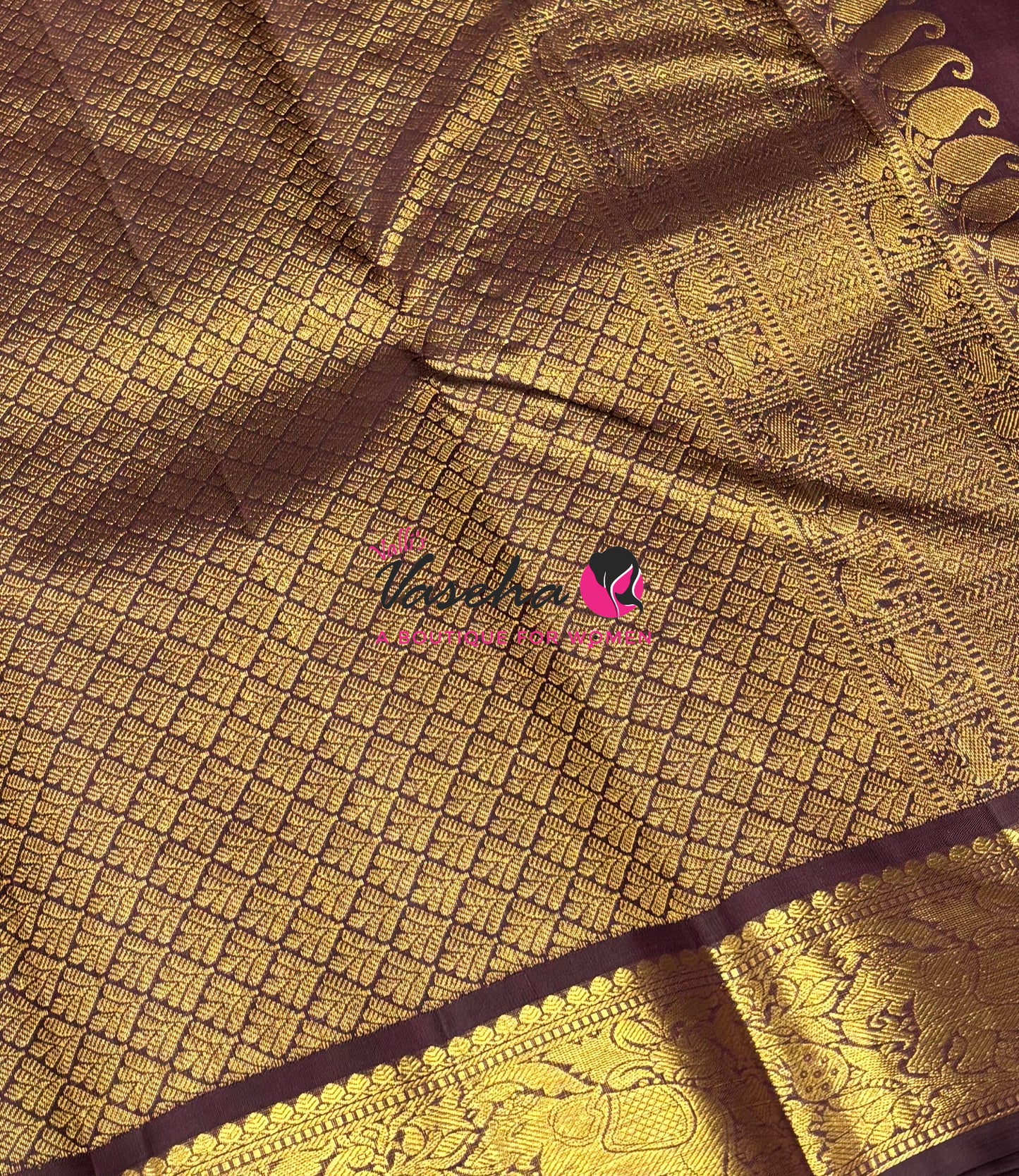 Pure Kanchipuram Silk Saree - Rust Orange & Wine Brown Combo - VVPS068