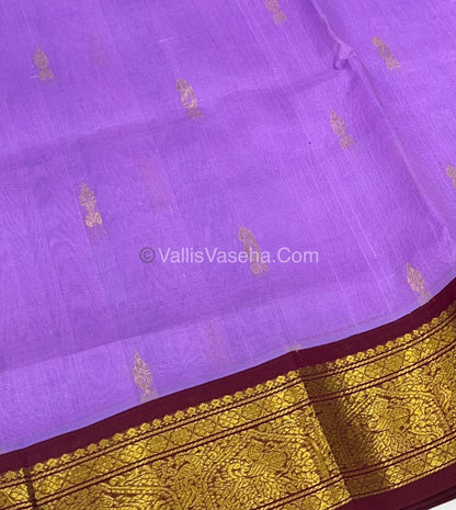 Pure Korvai Silk Cotton - Lavender & Maroon - VVKSC025