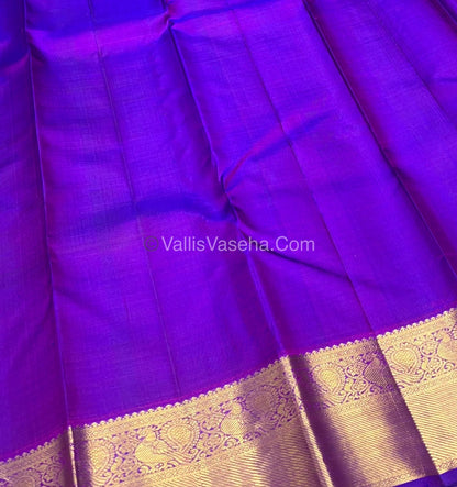 Pure Kanchipuram Silk Saree - Pinkish Peach with Purple combo VVPS011