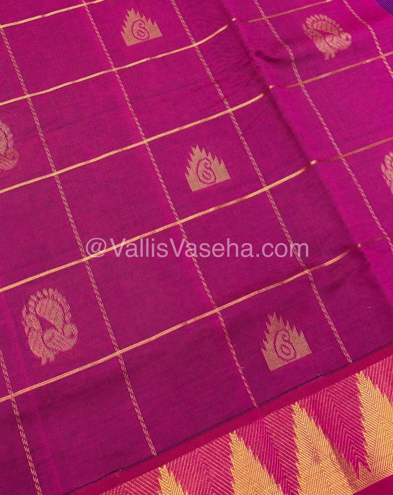 Semi Silk Cotton Saree -  Pink with Blue  Shade - VVSSC002