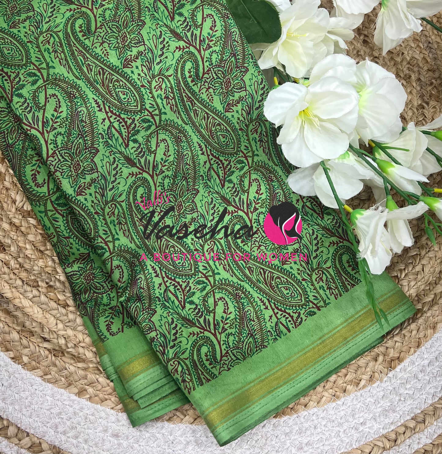 Casual Wear - Fancy Printed Silk  - Green Shade - VVFPS001