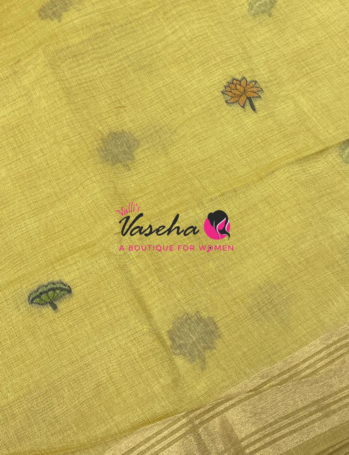 Muga Tissue Linen Saree - Yellow Shade - VVMLT003