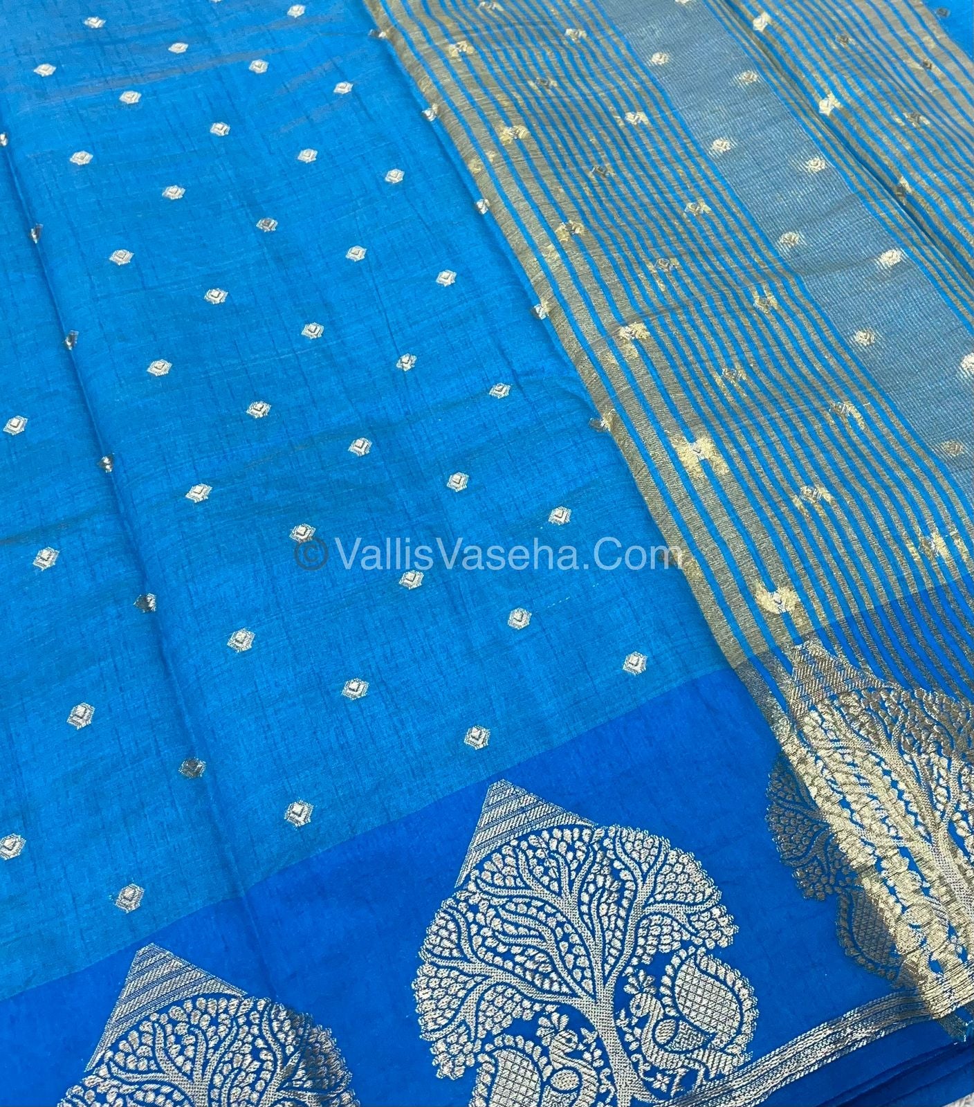 Semi Tussar Silk Saree - Blue  Shade - VVSTS036
