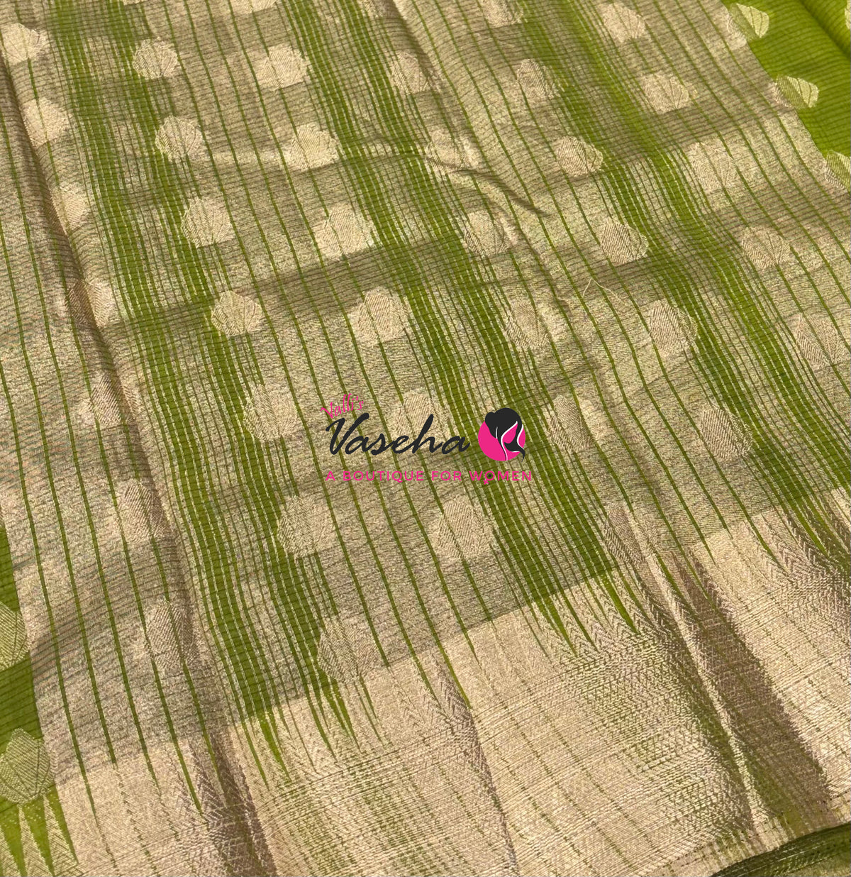 Semi Tussar Silk Saree | Green Shade |VVSTS053