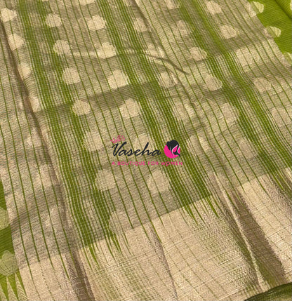 Semi Tussar Silk Saree | Green Shade |VVSTS053