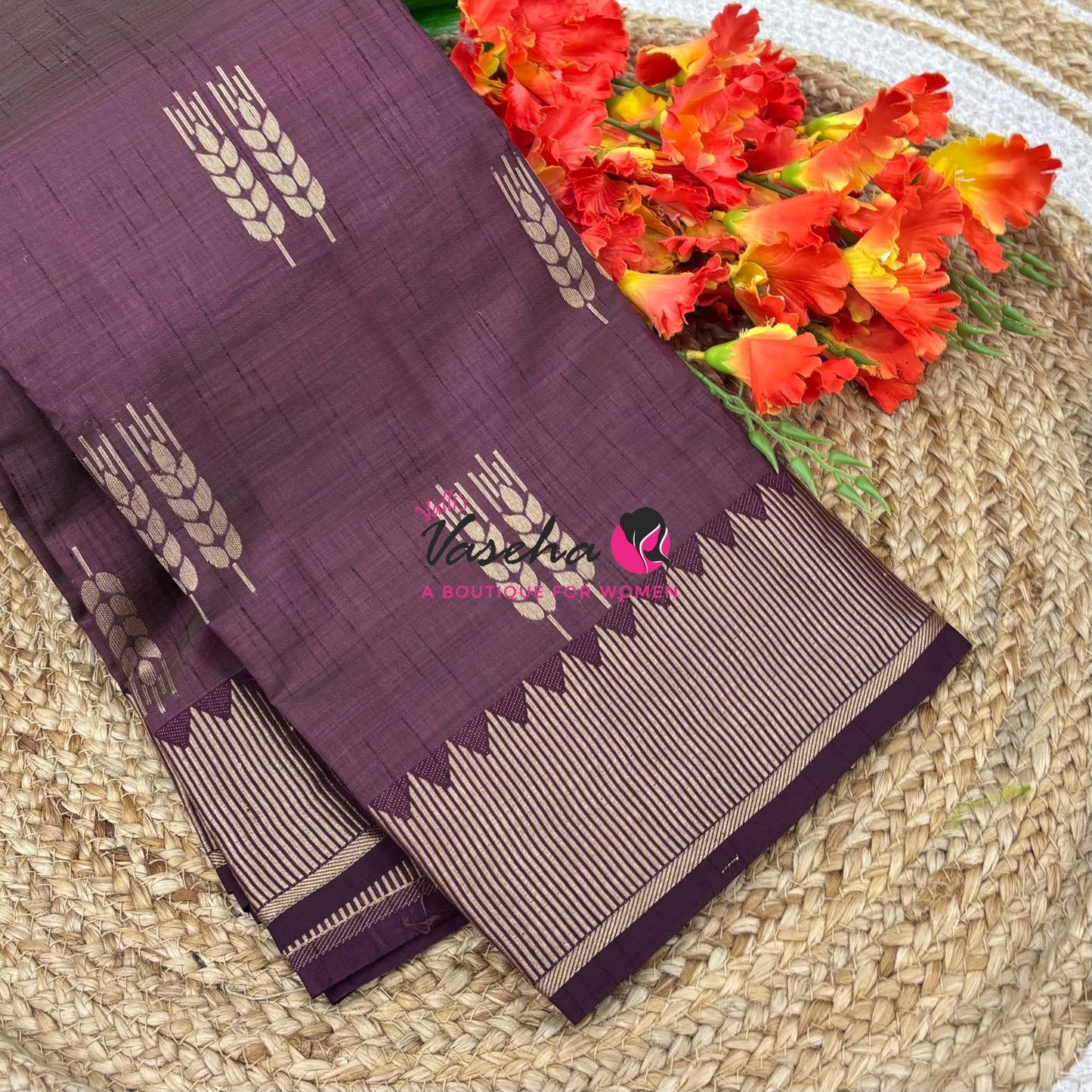 Semi Tussar Silk Saree | Wine Shade |VVSTS051