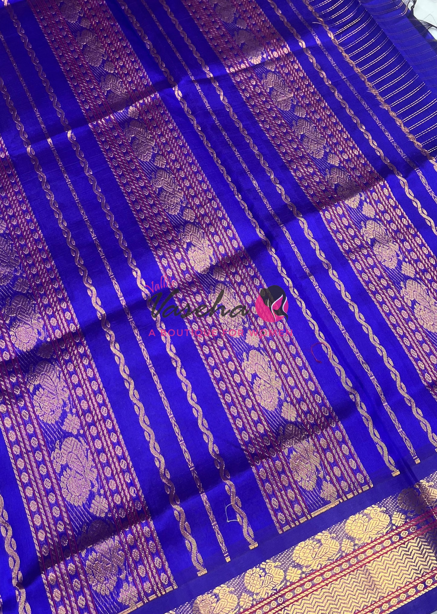 Pure Korvai Silk Cotton - Green & Violetish Blue Combo - VVKSC010
