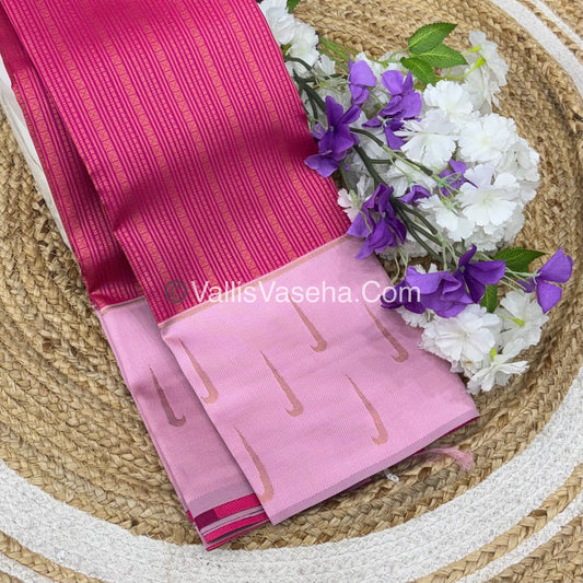 Kanchi Semi Silk - Pink with Pink  - VVKSS001