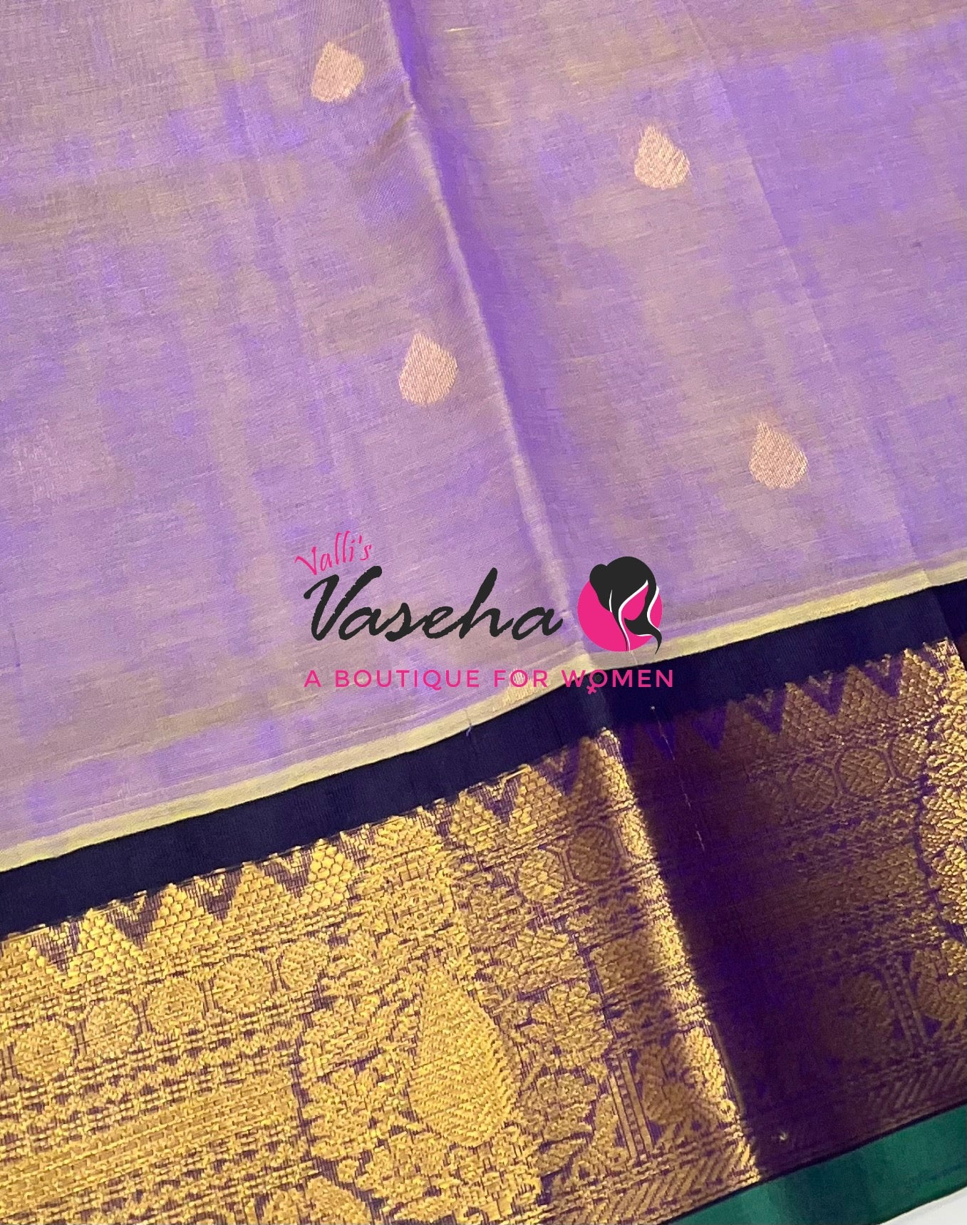 Pure Korvai Silk Cotton Saree- ￼ Lavender with Purple Shade VVKSC019