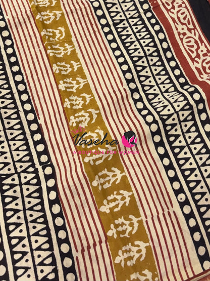 Pure Soft Mul Mul Cotton Sarees - Hand Block Prints - VVMMC009