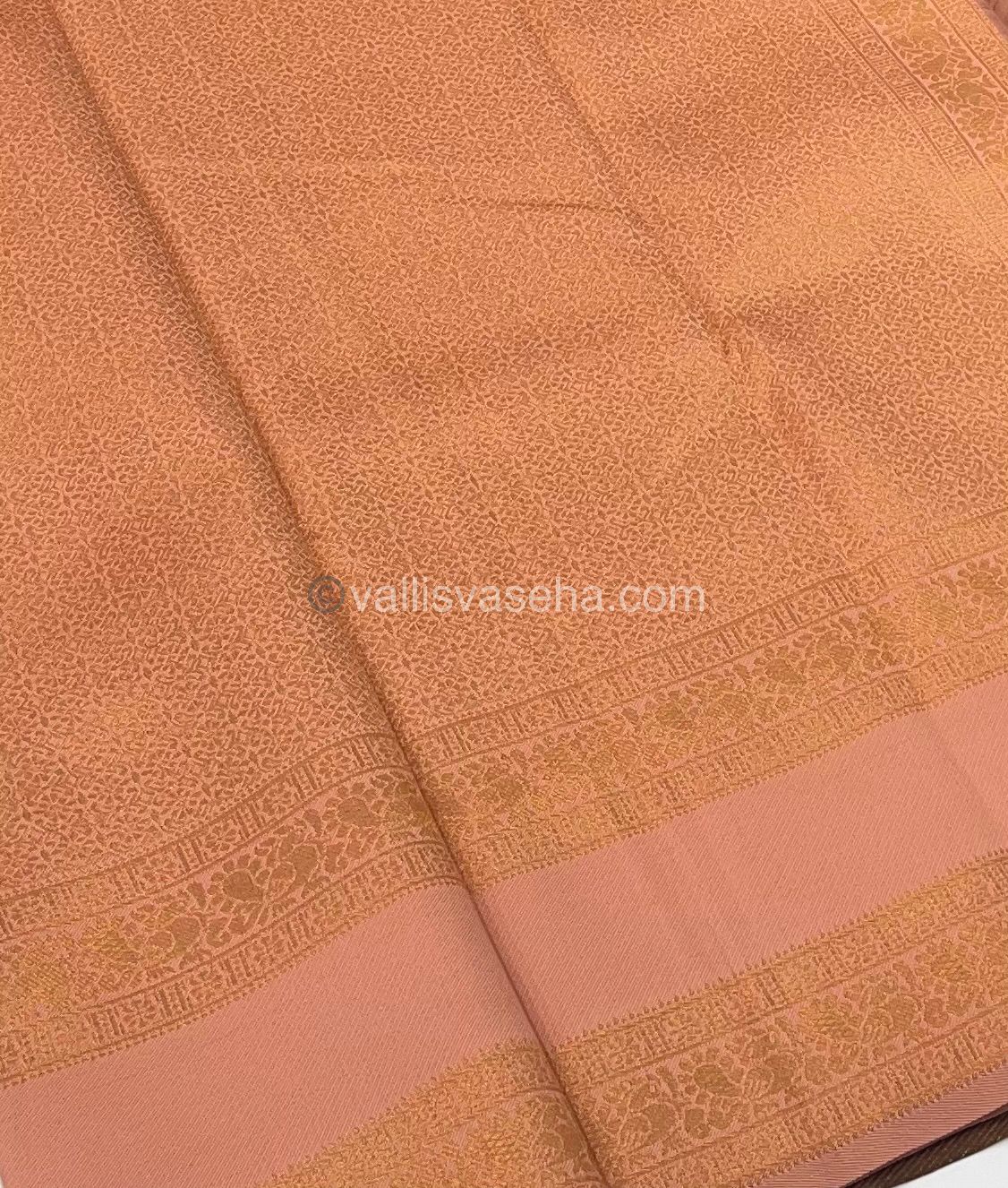 Kanchi Semi Silk - Brown with Peach  - Mayil & Chakkaram design - VVKSS001