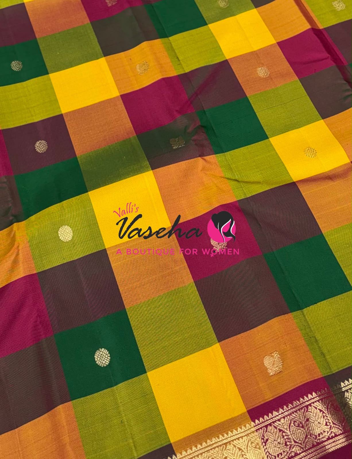Pure Kanchipuram Silk Saree | Pazhum Pazhamum Checks |VVPS017