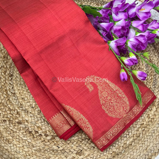 Semi Tussar Silk - Small Mango - Red Shade - VVSTS002
