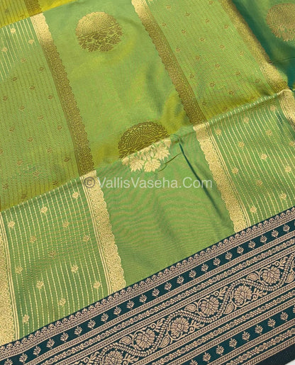 Semi Soft Silk - Light Green With Green Shade -VVSSS031 - 4