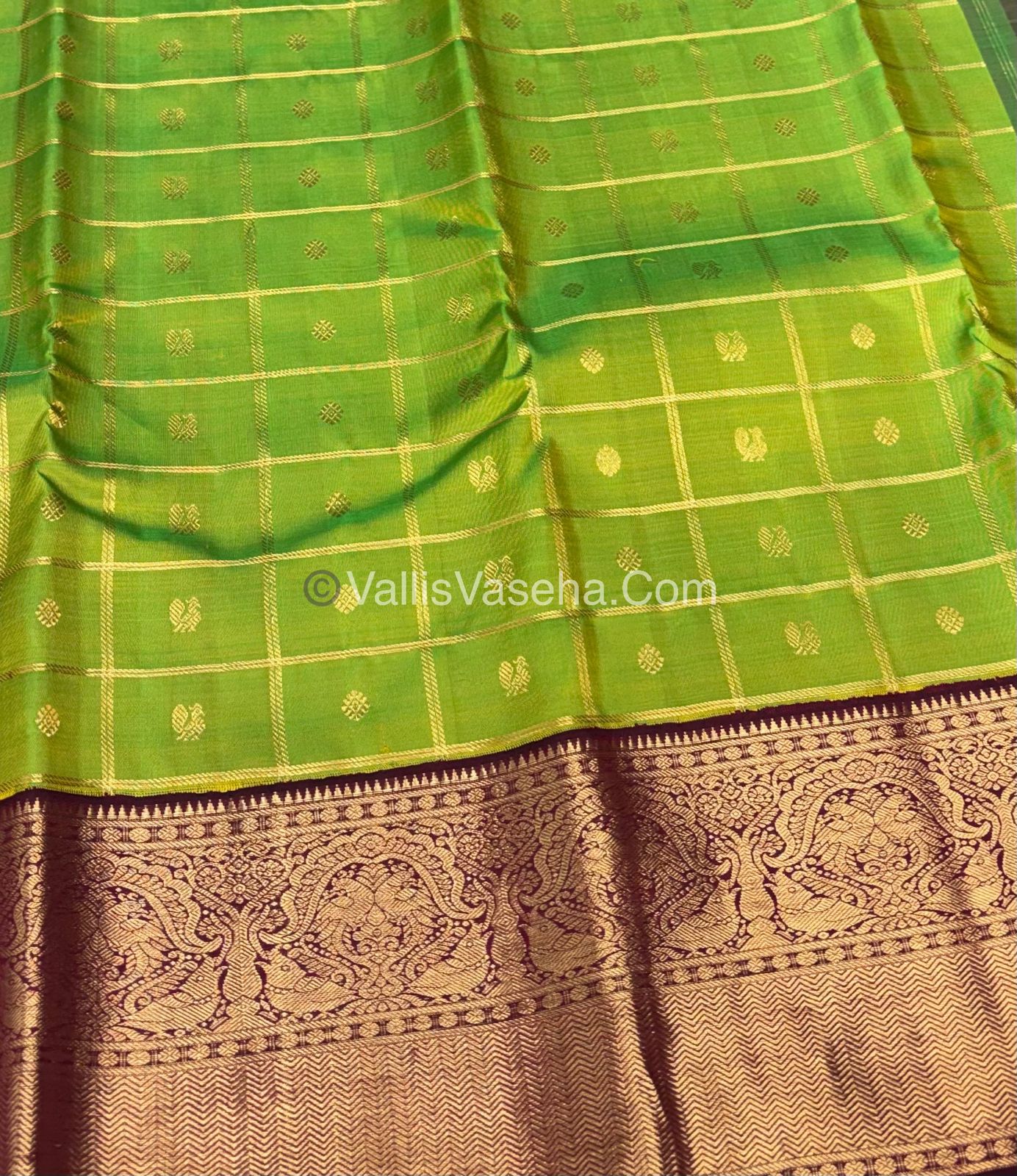 Pure Vintage Korvai Kanchipuram Silk Saree - Green & Maroon Combo - VVPS044