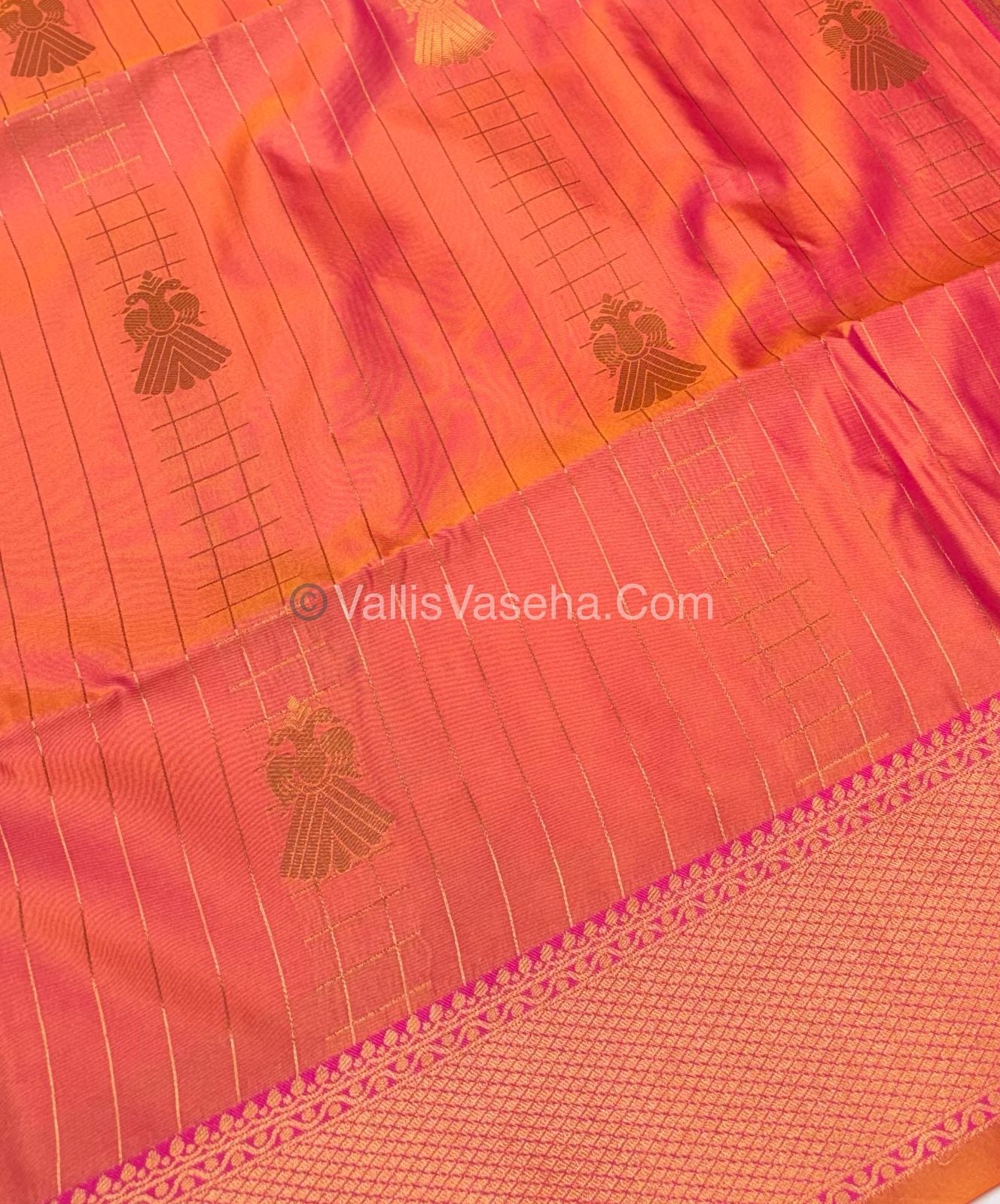 Semi Soft Silk - Border less - Peach  Shade -VVSSS023