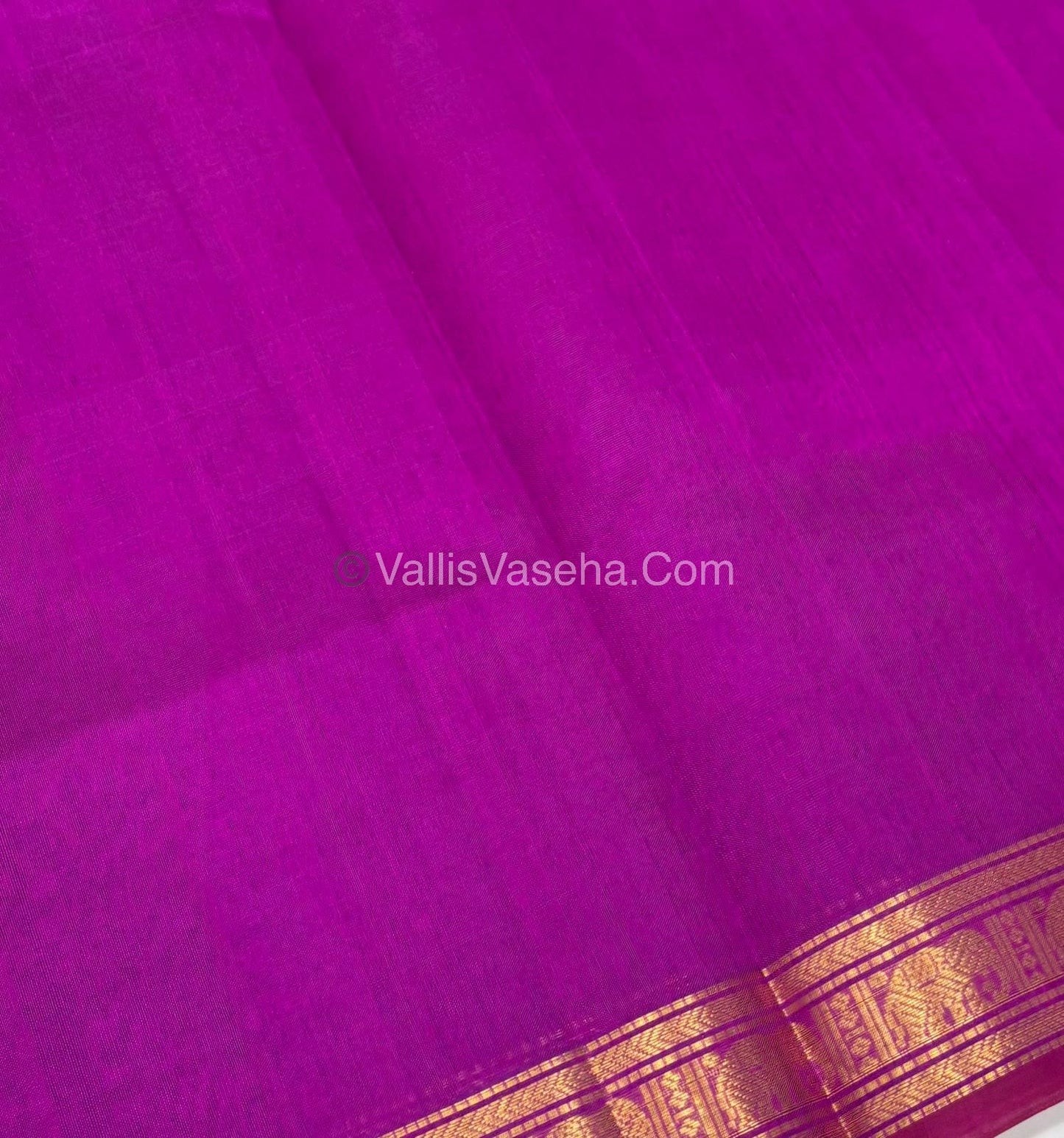 Pure Silk Cotton Saree - Retta Mayil Design - Purplish Pink Shade - VVRMS001