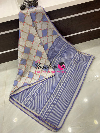 Linen Tissue Saree -  Light & Dark Combo - Levanter Shade- VVLTS006