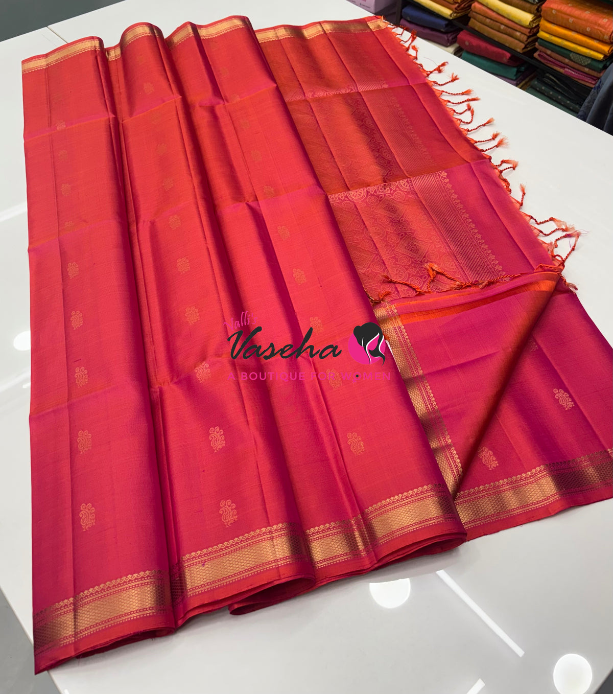 Pure Soft Silk Saree  - Peachish Pink  Shade - VVPSS144