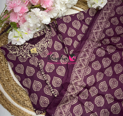 Ready Made | Anarkali Set  |Salwar, Kameez & Duppatta(3pc)|Cotton |VVRMS027