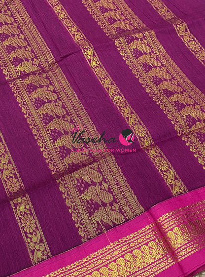 Kalyani Cotton Saree - Purple With Pink Shade - VVKC002