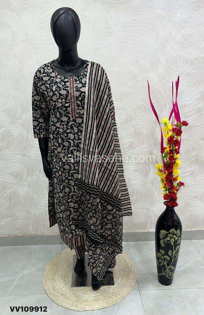 Ready Made - Anarkali - Salwar, Kameez & Duppatta(3pc)- Printed Cotton - VVAS003