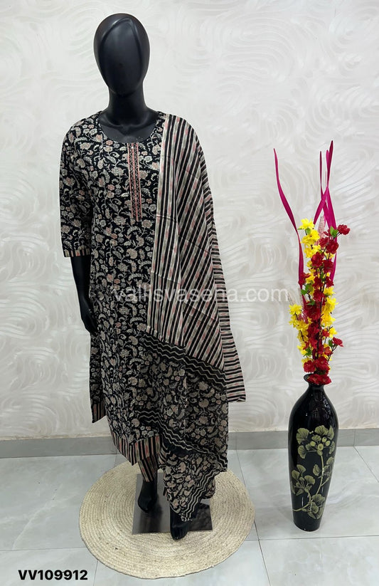 Ready Made - Anarkali - Salwar, Kameez & Duppatta(3pc)- Printed Cotton - VVAS003