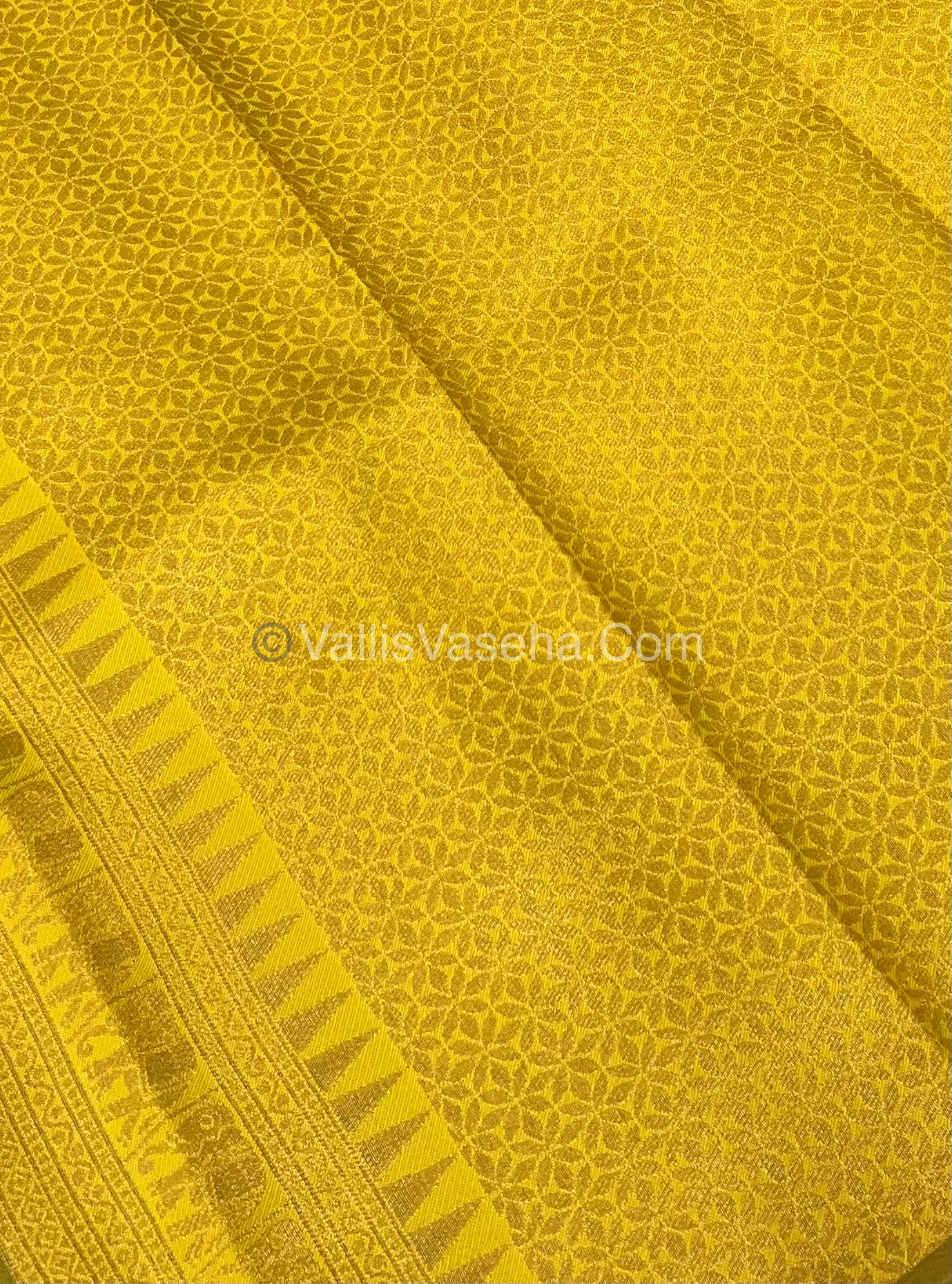 Semi Silk Saree - Kanchi Silk Style - Elephant Border - Violetish Blue with Yellow- VVSSS005