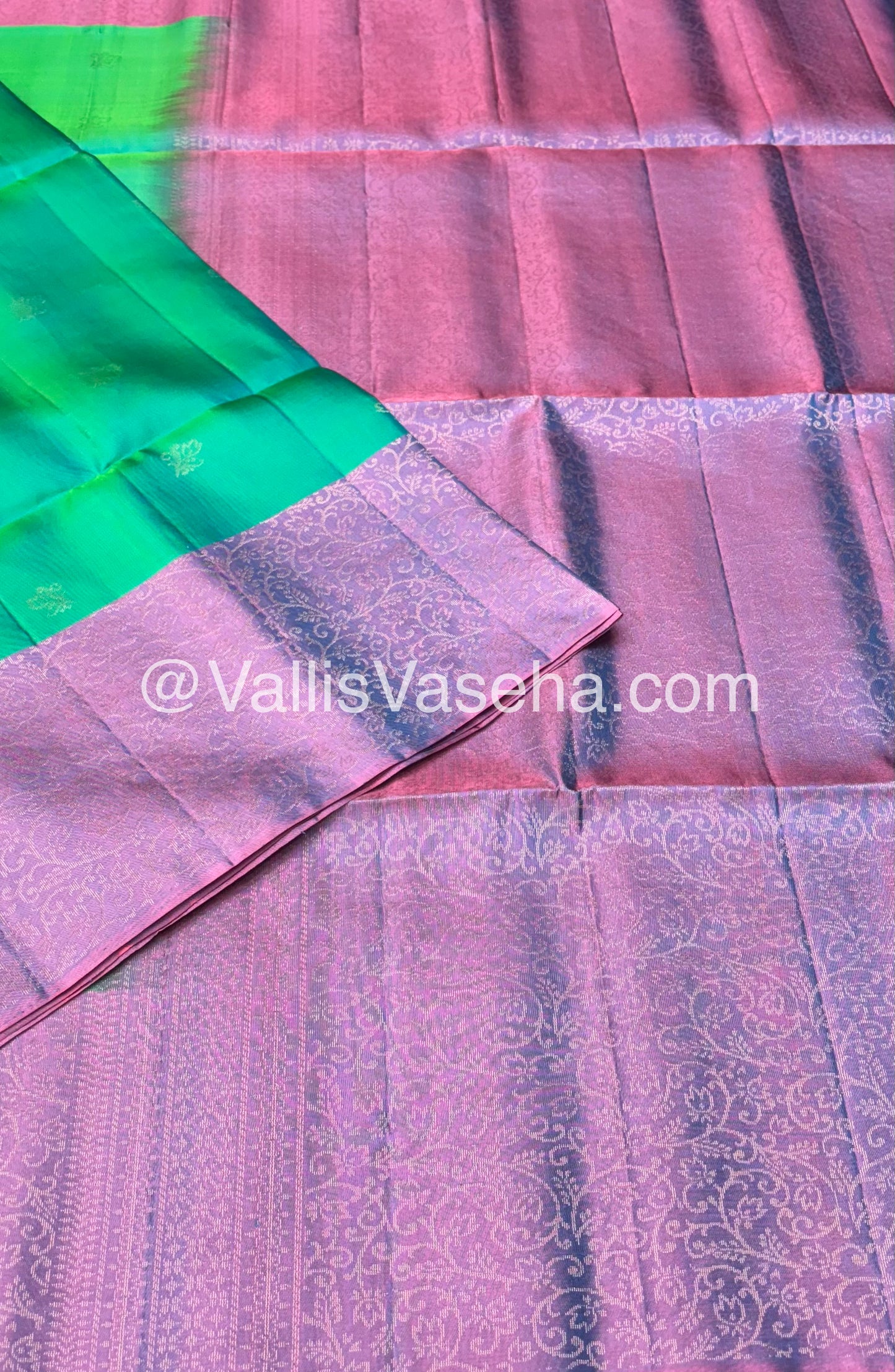 Pure Soft Silk Saree - Turquoise Green & Purplish Pink Combo - VVPSS042