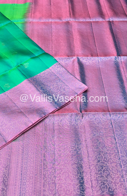 Pure Soft Silk Saree - Turquoise Green & Purplish Pink Combo - VVPSS042